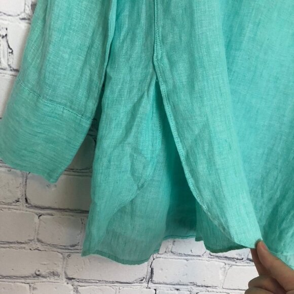 Lilly Pulitzer Deanna Popover Tunic Size 0 100% Linen Seafoam Green - Picture 3 of 7